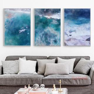 【高品質】實木框畫 高清裝飾畫 掛畫 現代抽象 藍色海洋 極簡主義 海洋海景 北歐家居裝飾 臥室牆壁藝術畫