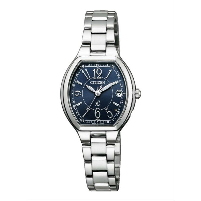 CITIZEN 星辰錶 xC系列 ES9360-58L 限量酒桶光動能電波對時女錶 /深藍色面 24.9mm