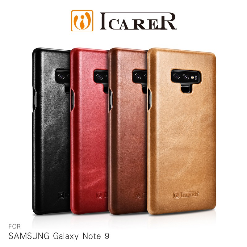 ICARER SAMSUNG Galaxy Note 9 復古曲風側掀真皮皮套 復古風 真皮 保護套