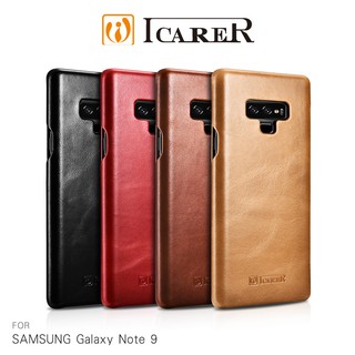 售完不補!強尼拍賣~ICARER SAMSUNG Note 9 復古曲風側掀真皮皮套