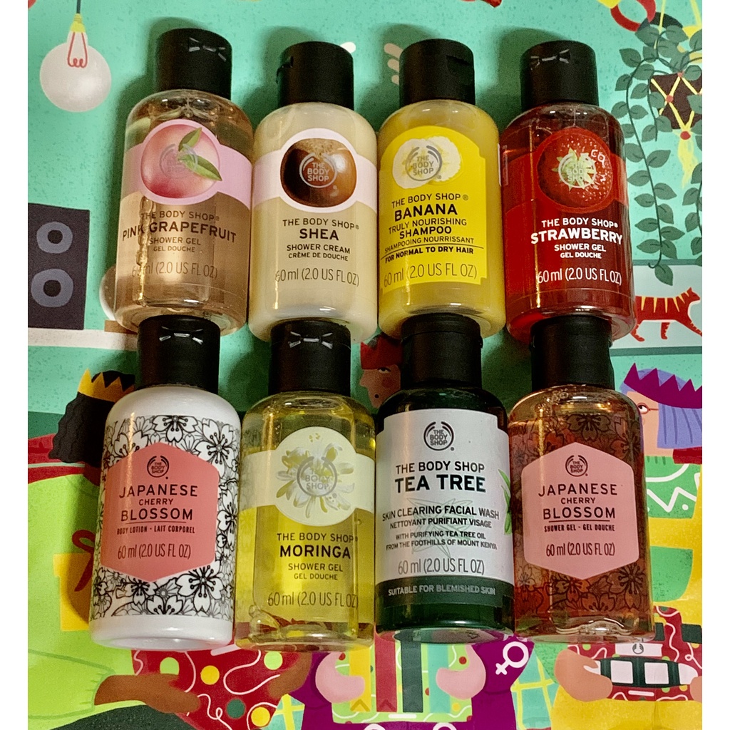 THE BODY SHOP 辣木仔 茶樹 水蜜桃 草莓 香蕉 乳油木果 日本櫻花 酪梨潤澤 玫瑰嫩膚 白麝香 60ml