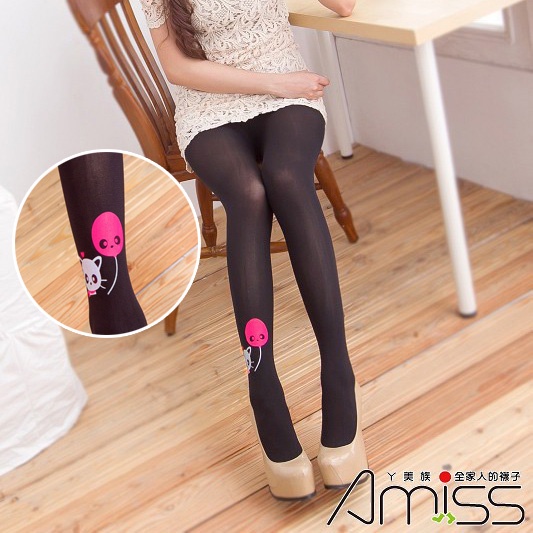 【Amiss】日系經典造型褲襪-微透美感-氣球貓(A121-49)