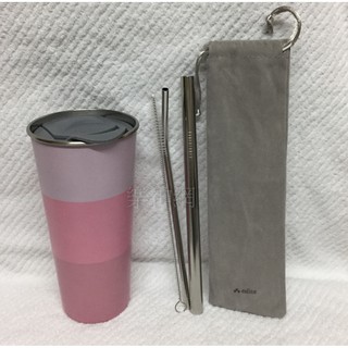 臺灣製: 誠品生活 Eslite 精品【夏日粉彩隨行杯+不鏽鋼吸管組】全新