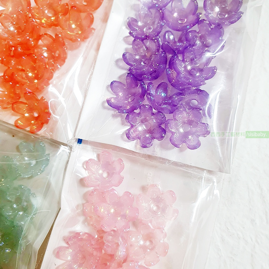 西西手工藝材料花片珠系列大小六瓣花串珠隔片髮束擋珠髮繩釦花帽珠托髮繩扣碗公扣花型底托髮束配件滿額免運