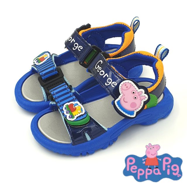 【米蘭鞋都】Peppa Pig 佩佩豬 喬治豬 火車款 涼鞋 輕量 止滑 柔軟 台灣製 4563 藍 另有粉色