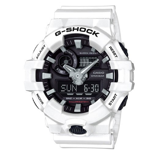 【CASIO】G-SHOCK 3D立體整點刻度搶眼視覺效果設計雙顯錶(GA-700-7A)正版宏崑公司貨