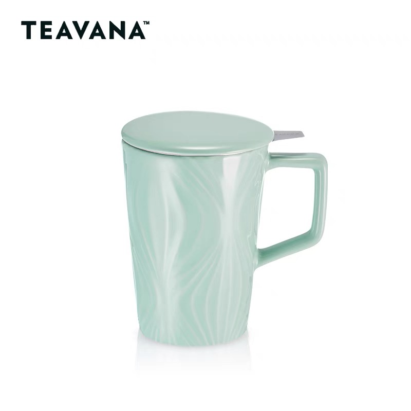 Starbucks官方正品！星巴克上海烘焙工坊Teavana 綠色曲雕含茶濾馬克杯果汁珍奶茶奶昔茶水咖啡杯355ml