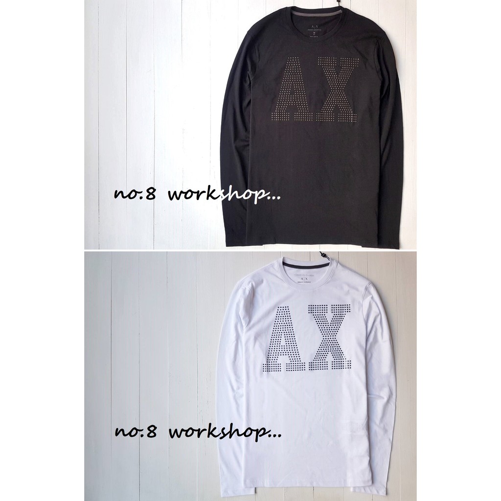 現貨【A/X男生館】ARMANI EXCHANGE鉚釘長袖T恤 (黑色.白色)原價2199