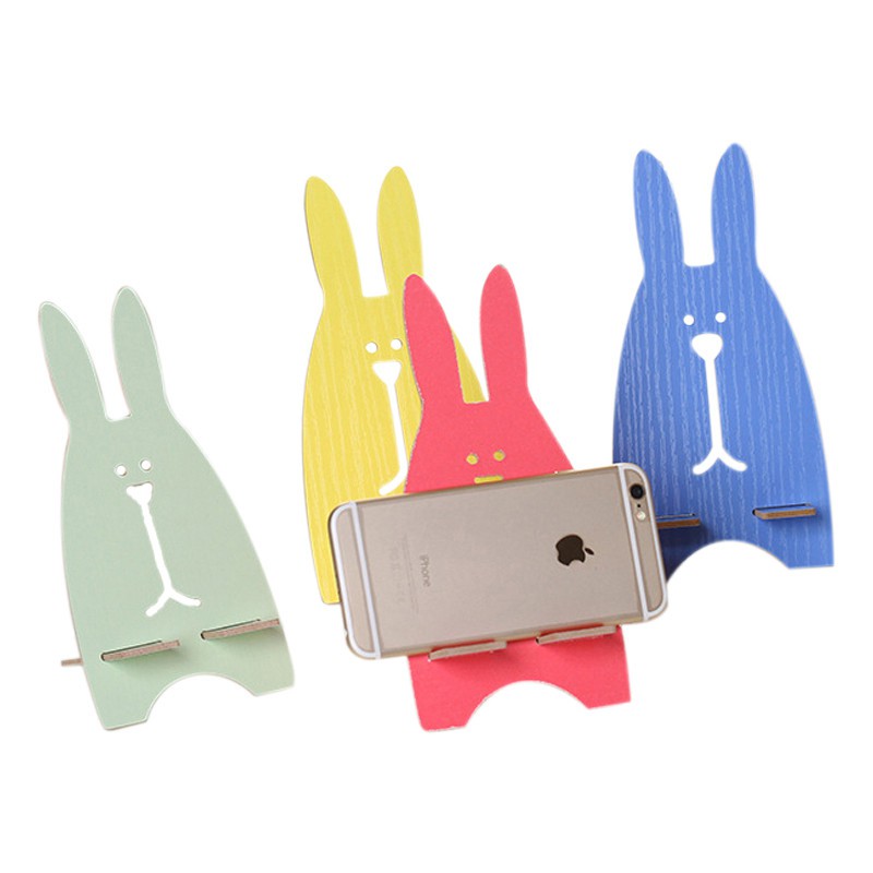 【小花】可愛手機木質支架  兔子木頭手機支架 懶人支架 手機座 組合式木支架   可愛兔子木質手機支架