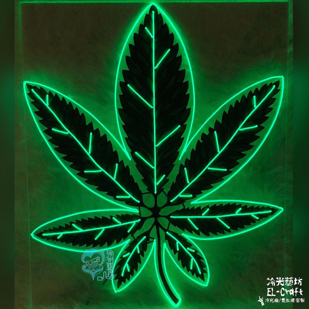 冷光藝坊 冷光線客製化禮物冷光桌上立牌燈牌室內擺飾立架燈板大麻葉marijuana 蝦皮購物
