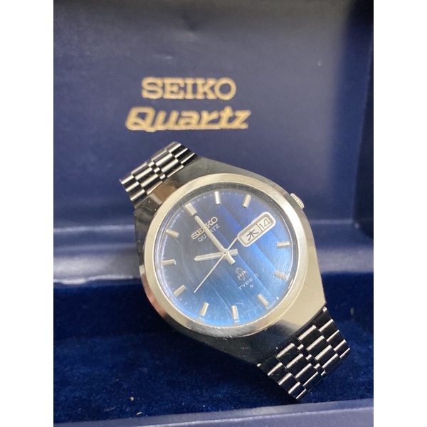 SEIKO TYPE II 7546-7020 藍色漸層面 星期日期雙顯 老錶