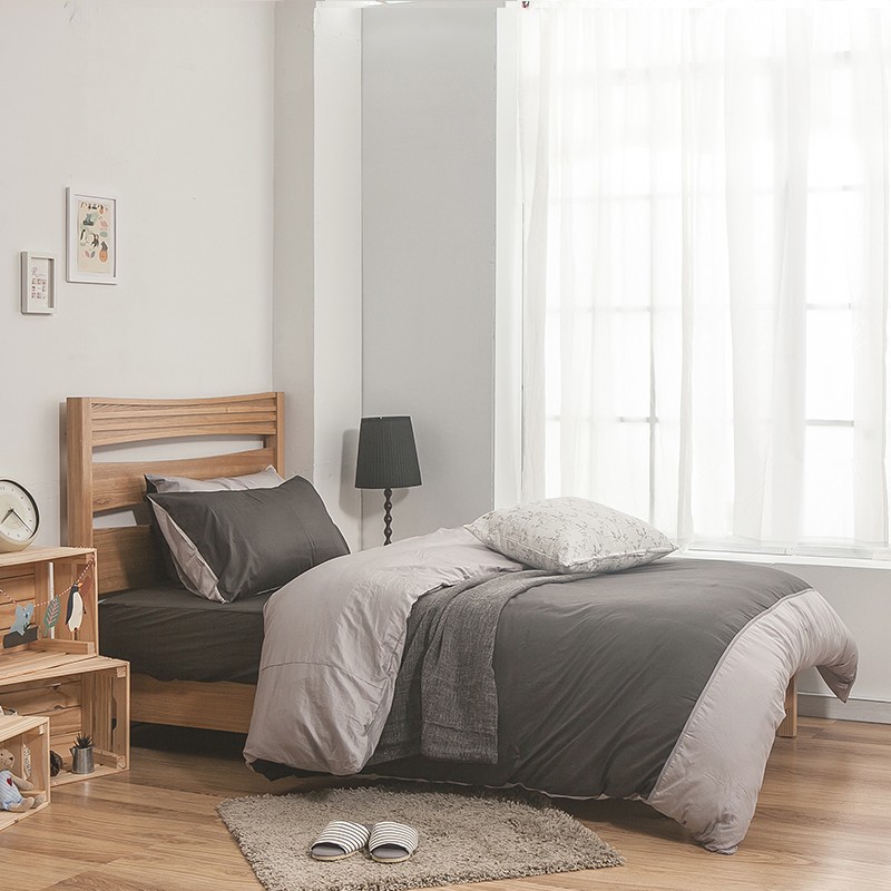 戀家小舖 台灣製床包 單人床包 床單 雙色灰 100%精梳棉 床包枕套組 簡單生活 經典素色
