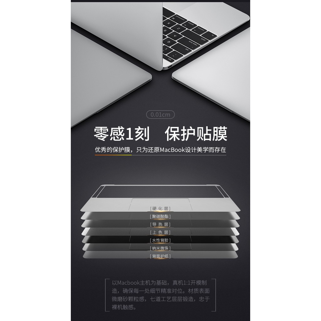 4件組合 2018 Macbook Pro 15.4 A1707 A1990 電腦貼保護貼機身貼膜