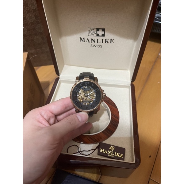 MANLIKE曼莉萊克 天然藍寶石鏤雕限量機械腕錶 限量999支 附證書 精美禮盒