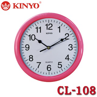 【MR3C】含稅附發票 KINYO金葉 CL-108 白面黑字 精緻圓形掛鐘 2色:綠框 粉紅框