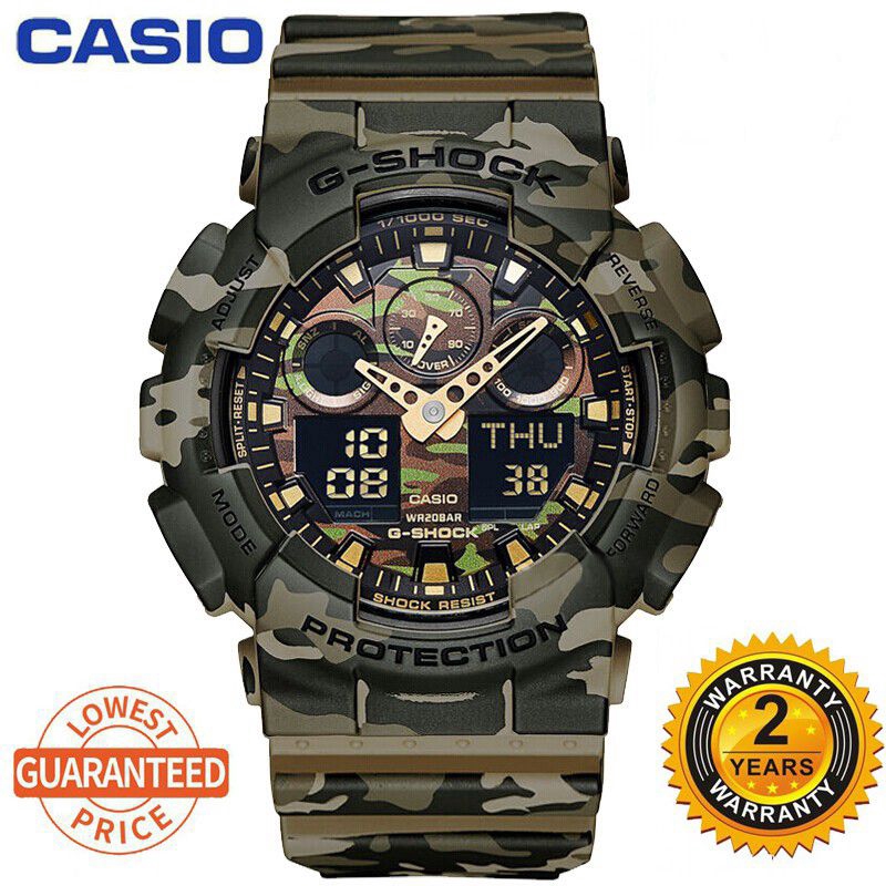 G-shock GA100 手錶男士運動手錶軍綠色 GA-100CM-5A