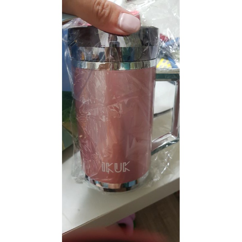 全新IKUK艾可陶瓷保溫杯-手把400ml,玫瑰粉色