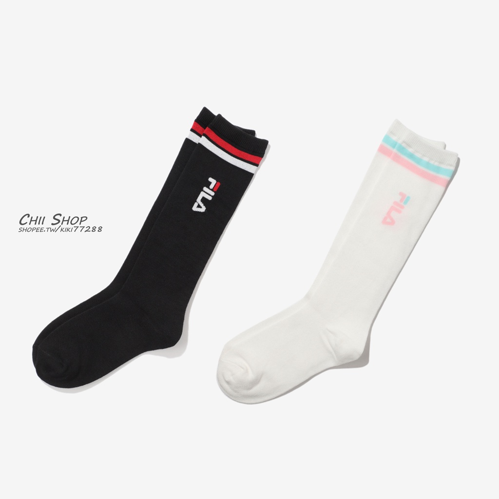 【CHII】韓國 FILA 童襪 及膝襪 黑色 白色