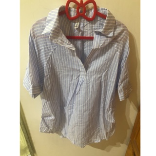 藍白條紋長版襯衫