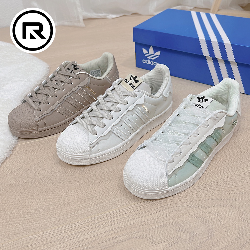R-🇰🇷代購Adidas Originals Superstar 奶油白湖水綠咖啡色貝殼鞋女鞋休閒鞋| 蝦皮購物