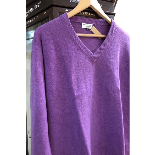 100%喀什米爾<V領>羊毛衣. Cashmere. Pashmina - 淺紫(L)