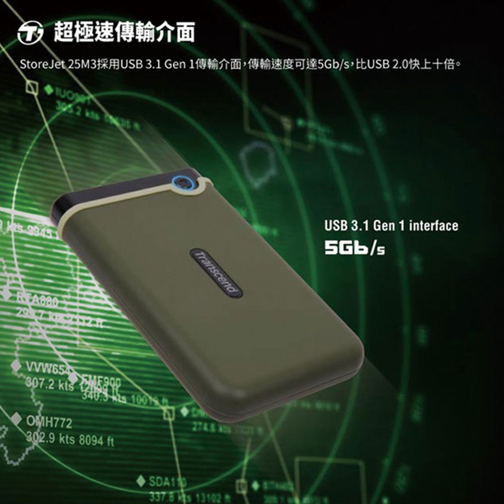 小甜甜優選現貨 Transcend 創見 25M3S 2TB 2.5吋 軍規防震 行動硬碟 外接硬碟