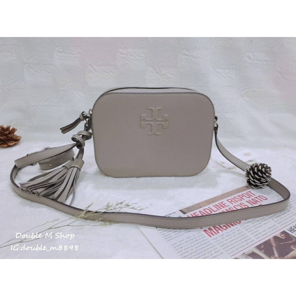 ※Double M Shop※✪美國精品✪TORY BURCH TB大象灰流蘇小方包/方包/側背包/斜背包/相機包/荔枝