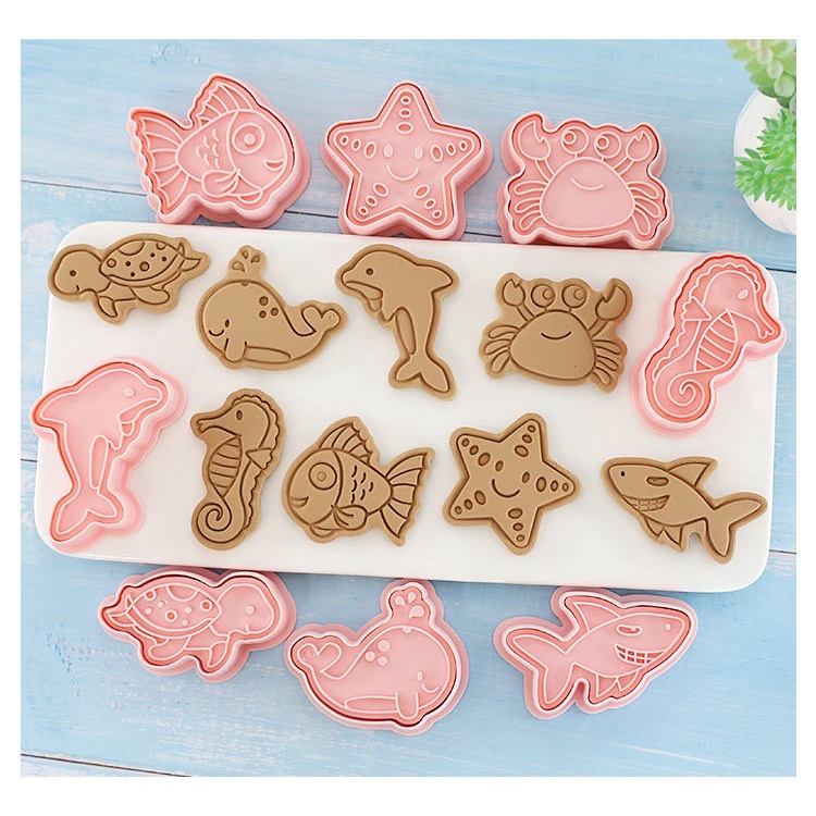 🌹甜食愛上我😋🌹 3d 立體 塑膠 餅乾模 餅乾模具 海洋動物 鯊魚 海豚 海龜 海星 螃蟹 河馬 鯨魚 熱帶魚 WD