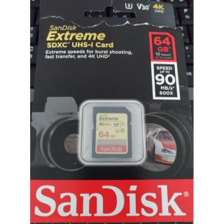 全新SanDisk extreme SDXC 64G 僅拆封，支援U3/C10/V30等級