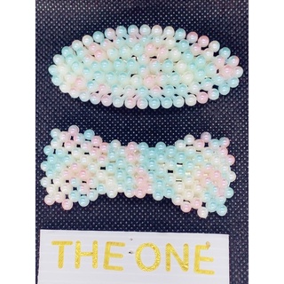 The one [ 現貨。親拍 ］110320 彩色漸變珍珠造型髮夾BB夾 氣質優雅 橢圓形 蝴蝶結 公主風 甜美可愛