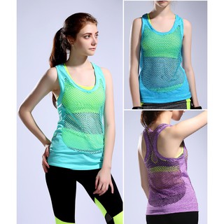 WSB027 女子 網狀 中大網 超透性 運動背心 罩衫 挖背 性感 背心 速乾 跑步 運動休閒服 焦點服飾