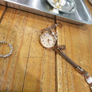 【Princess ♥ Lady】韓國品牌Julius手錶/復古圓框流蘇飾品手錶，深咖可可金色（無附盒［現貨/預購款］