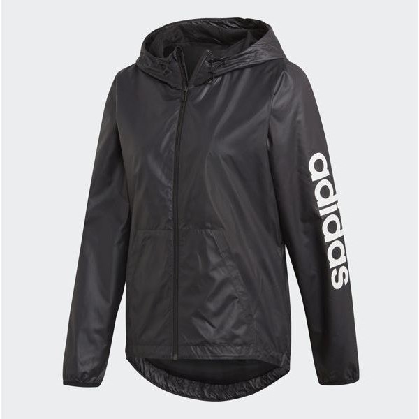 Adidas Essentials Linear Windbreaker 女款黑色風衣外套-NO.DP2408