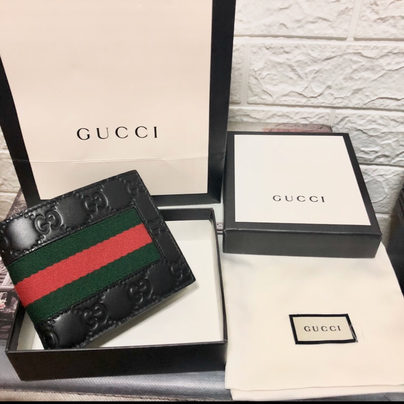 Gucci  男短夾 八卡層 全新全配 可小議