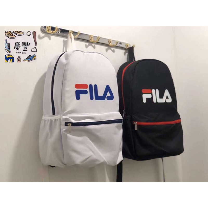 大罐體育👟 FILA 後背包 全白 黑 logo 男 女 電腦包 旅行 上學🎒