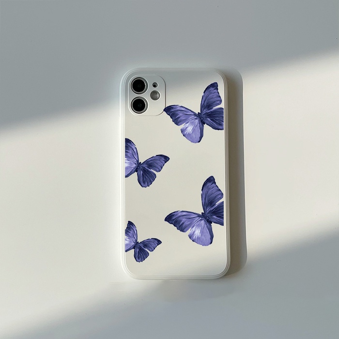 【限時福利】INS藍色蝴蝶適用iPhone13手機殼三星A22 A52s A32  A21S A31  A51 A50