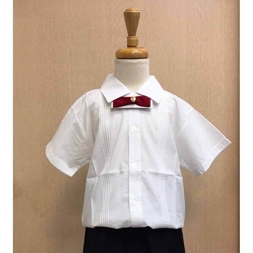 新竹金奇童裝台灣製造純棉白色襯衫附領結畢業典禮正式白襯衫
