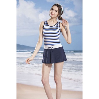 【泳之美】休閒運動款流行大女連身裙泳裝加附泳帽L-XL No.2622H