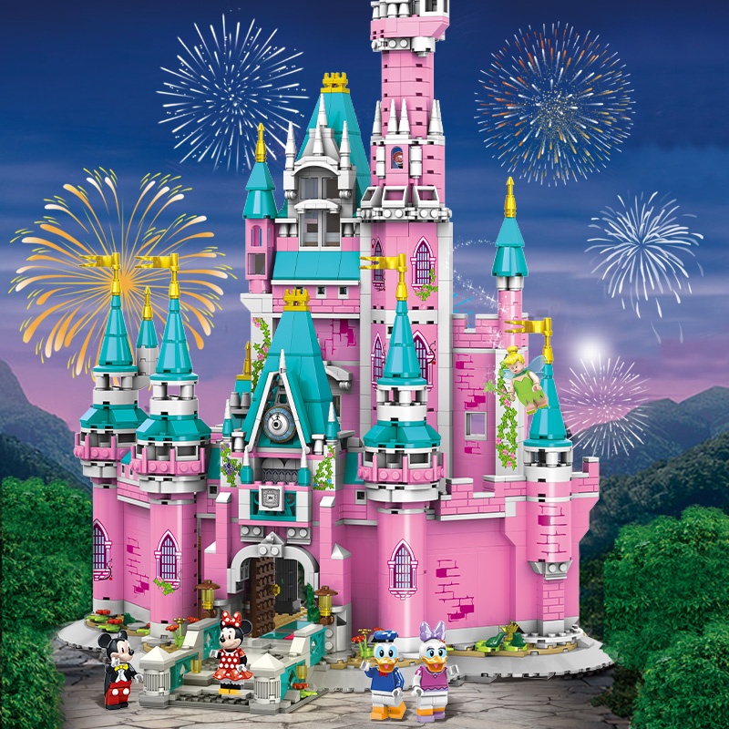 ►❣✱拼圖拼搭迪士尼公主城堡積木拼裝小顆粒玩具女孩子系列成年高難度