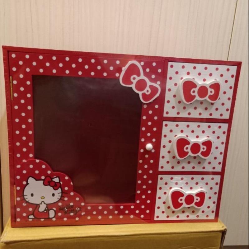 Hello Kitty 木製 拉門 桌上收納 組合 現貨