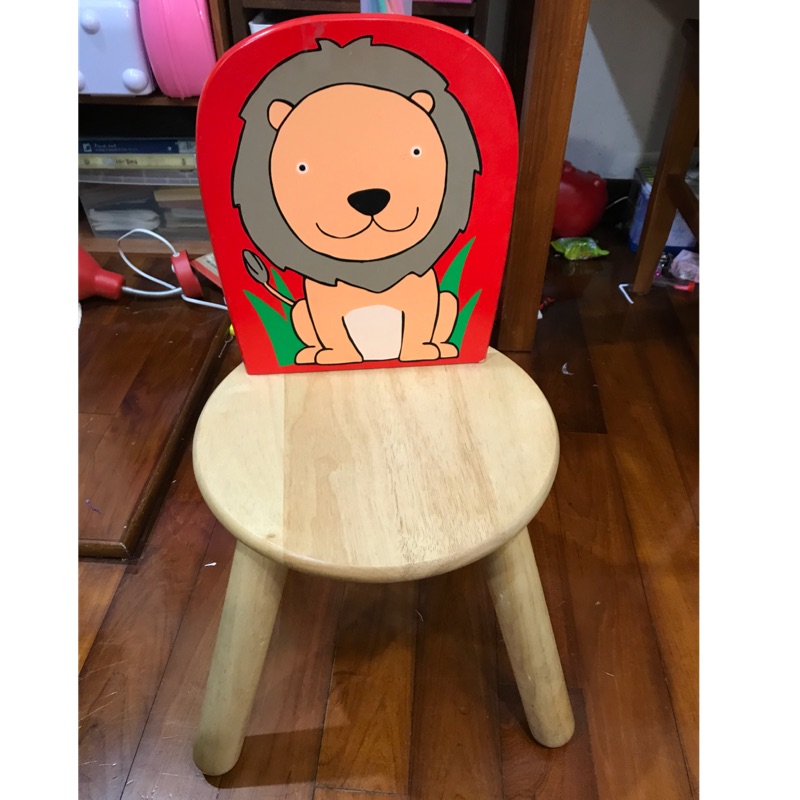 班恩傑尼原木製獅子圖案靠背椅子，二手品，物件大不寄送，台北南港自取
