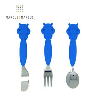 (3歲以上適用)【加拿大 Marcus & Marcus】動物樂園 不鏽鋼刀叉匙三件組 幼兒 兒童餐具