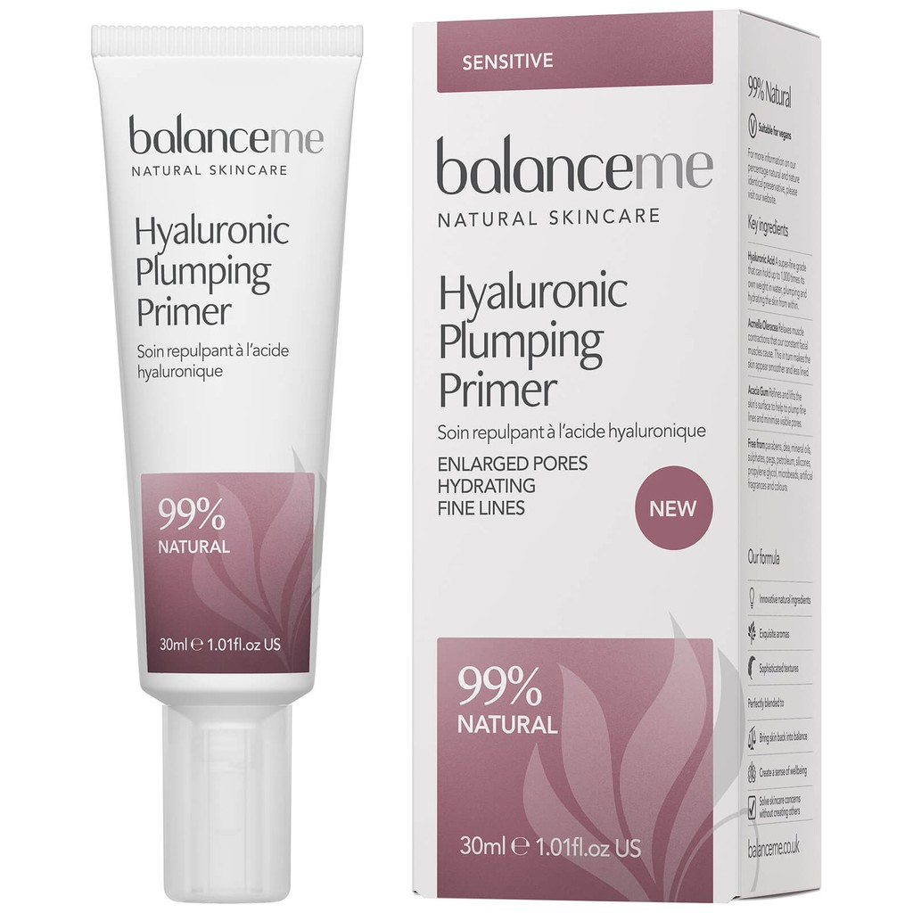 英國天然品牌 BALANCE ME玻尿酸豐盈底霜 妝前乳 99%天然成分 30ML 全新