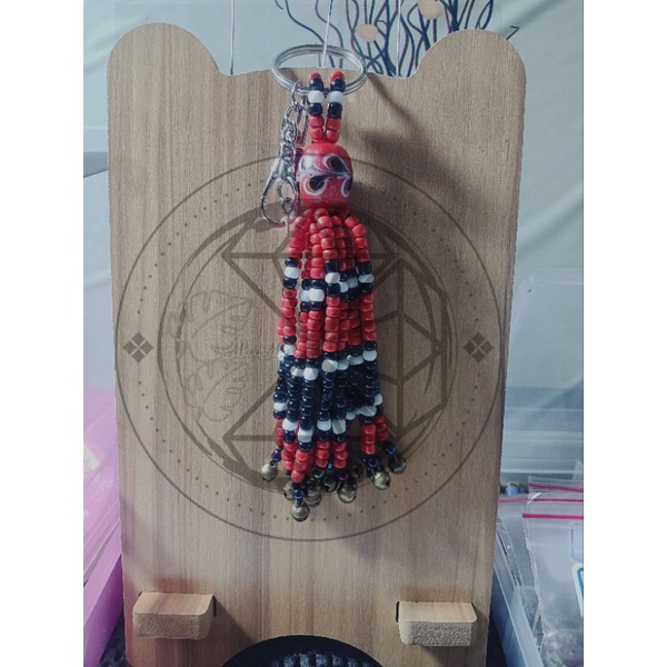 原住民 排灣族/魯凱族 琉璃珠鑰匙圈（紅黑）