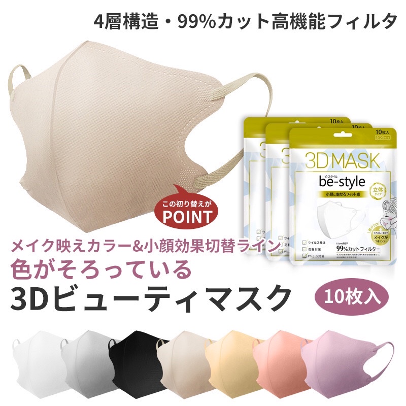 限時特價🔥日本🇯🇵3D立體顯小臉口罩10片裝 #防塵口罩 多色可選 #每包10入
