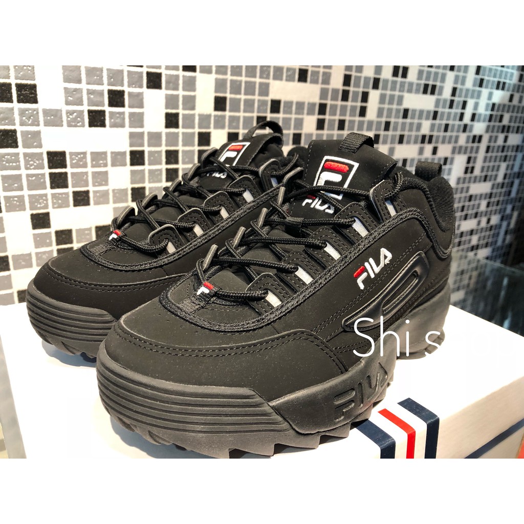 Shi Shop Fila Disruptor 2 全黑韓國熱賣厚底增高鋸齒鞋iu 愷樂金裕貞著用款 蝦皮購物