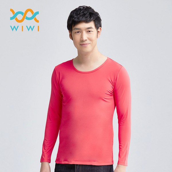 【WIWI】MIT溫灸刷毛圓領發熱衣(朝陽紅 男S-3XL)0.82遠紅外線 迅速升溫 加倍刷毛 3效熱感 輕薄顯瘦