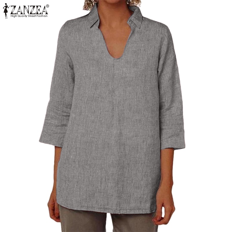 Zanzea 女士歐式簡約 3 / 4 袖棉質寬鬆上衣