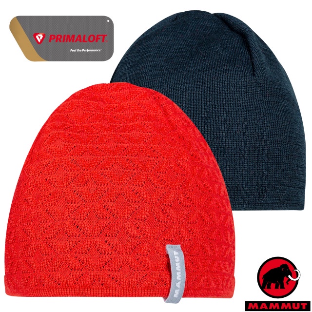 【 MAMMUT 長毛象】 輕量彈性雙面佩戴保暖毛線帽Nordwand Beanie/杜鵑紅_05822