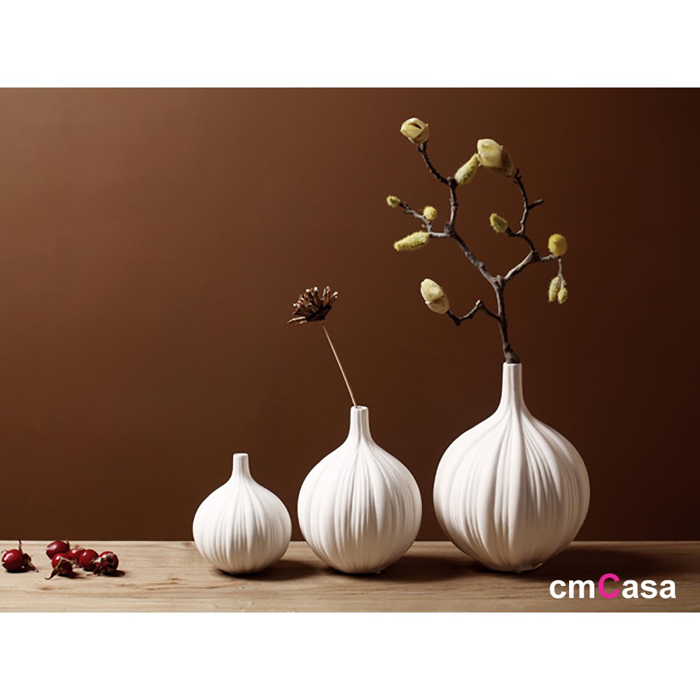= cmCasa = [5280]後現代東方美學優雅設計 lilja白色陶瓷擺飾花瓶 多尺寸意境新發行